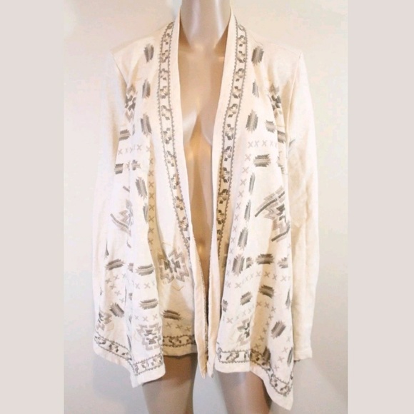 Lucky Brand Sweaters - Lucky Brand Lotus Embroidered Flyaway Cardigan M